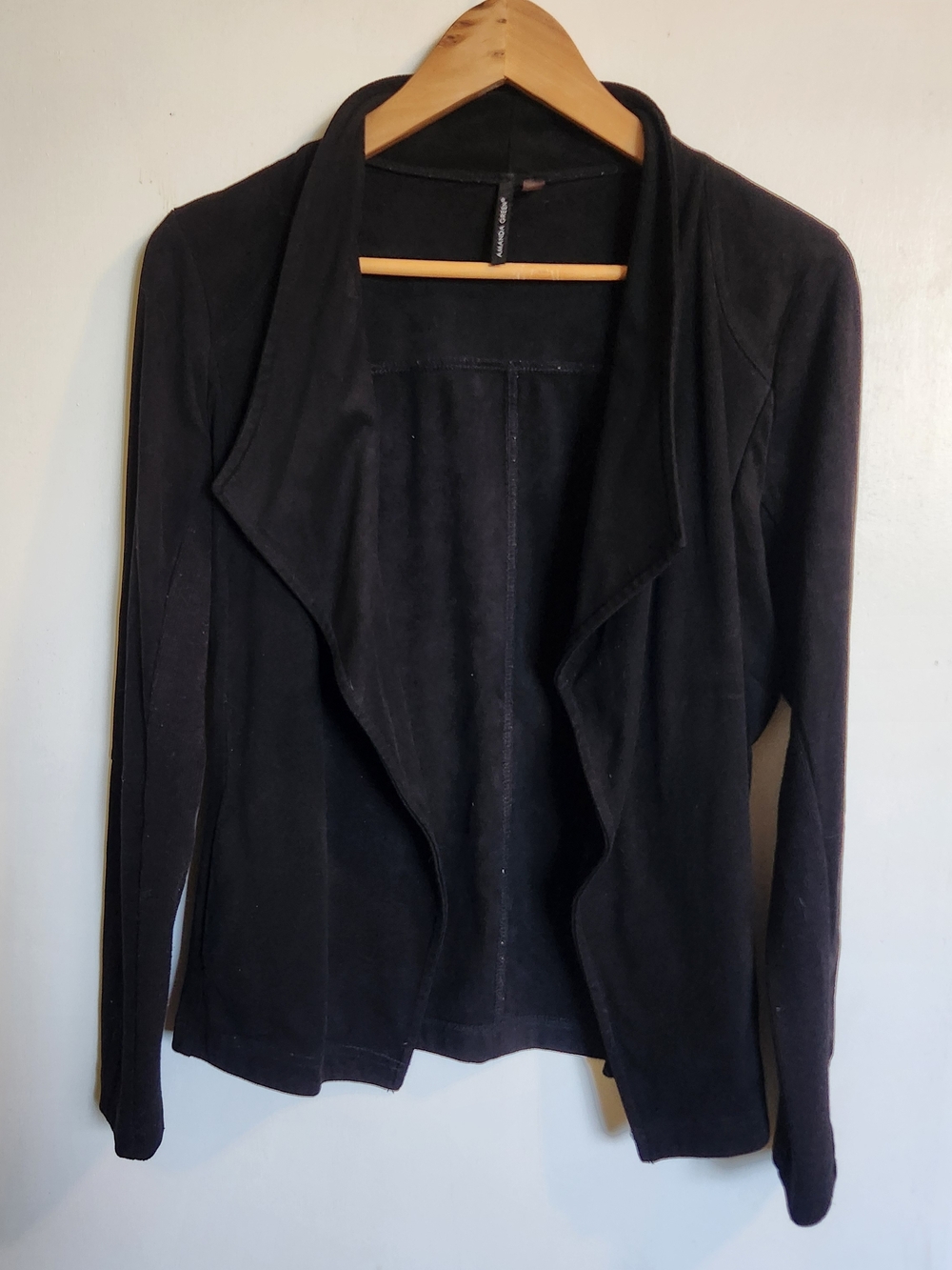 Black Open-Front Draped Cardigan
